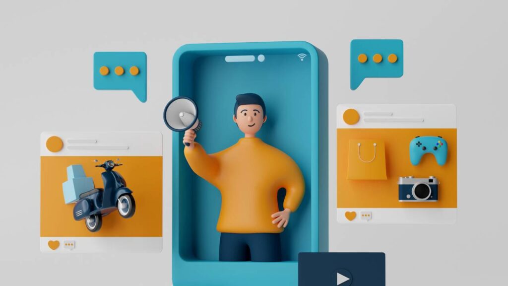 digitaal mannetje met advertisement popouts